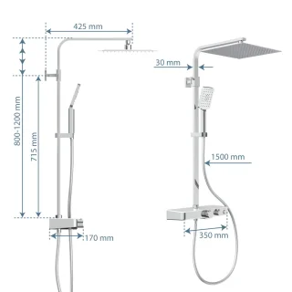 SCHÜTTE Ocean Regendoucheset Thermostatisch Chroom Wit