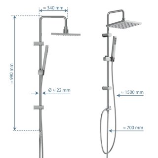 SCHÜTTE Tokyo Regendoucheset 102 cm Chroom