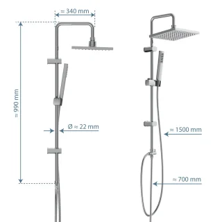 SCHÜTTE Tokyo Regendoucheset 102 cm Chroom