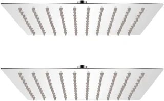 Set 2 Regendouchekoppen 20x20 cm Vierkant RVS