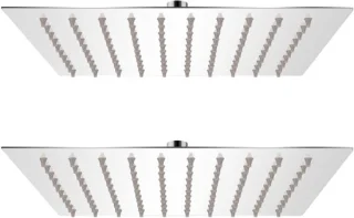 Set 2 Regendouchekoppen 20x20 cm Vierkant RVS