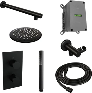 SET 25 Thermostatische inbouw regendouche 3-weg mat zwart