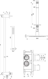 SET 41 thermostatische inbouw regendouche 3-weg omstelling