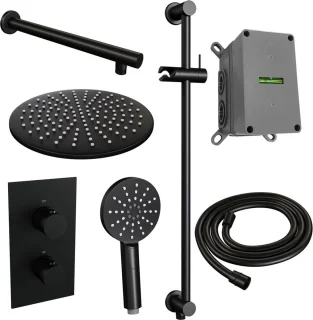 SET 44 Mat Zwart Inbouw Regendouche 3-Weg Omstelling 30 cm