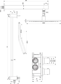 SET 44 Mat Zwart Inbouw Regendouche 3-Weg Omstelling 30 cm