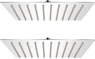Set van 2 regendouchekoppen 20x20cm vierkant RVS
