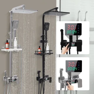 Slimme Douchekraan Set Zilver Digitale Display