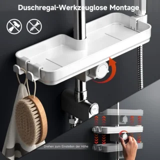 SnelShoppen - douchesysteem met plank en regendouche chroom 25x25 cm