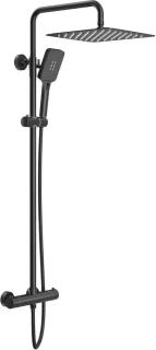 SnelShoppen Douchesysteem met thermostaat, zwart 30 x 30 cm, vierkant