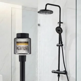 SnelShoppen douchesysteem met thermostaat zwart, regendouche en handdouche