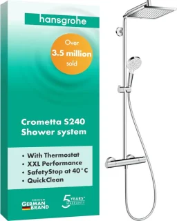 SnelShoppen douchesysteem regendouche 240 mm met handdouche en thermostaat chroom