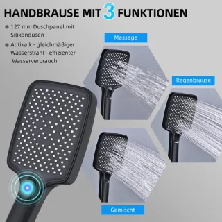 SnelShoppen - douchesysteem zwart 30 cm regendouche