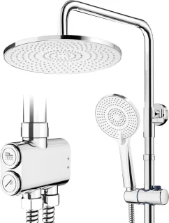 SnelShoppen - Regendouche 25 cm Chroom, Ronde Douchekop met 3 Straalsoorten, Doucheset voor Luxe Douche-ervaring, Douchezuil voor Badkamer
