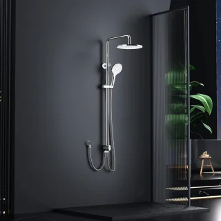 SnelShoppen - Regendouche 25 cm Chroom, Ronde Douchekop met 3 Straalsoorten, Doucheset voor Luxe Douche-ervaring, Douchezuil voor Badkamer