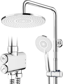 SnelShoppen - Regendouche 25 cm Chroom, Ronde Douchekop met 3 Straalsoorten, Doucheset voor Luxe Douche-ervaring, Douchezuil voor Badkamer