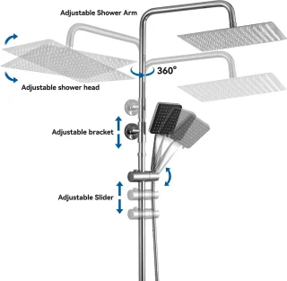 Sofetiy Max Regendouche RVS 30 cm met Handdouche en Thermostaatkraan Chroom