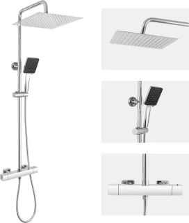 Sofetiy Max Regendouche RVS 30 cm met Handdouche en Thermostaatkraan Chroom