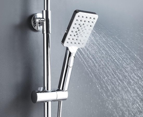 Square Douchesysteem 20x20 cm met handdouche en verstelbare handgreep