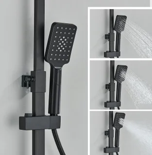 SteeFly Douchekraan thermostatisch mat zwart met regendouche en slang