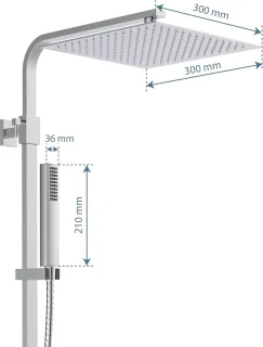 SUMBA regendouche thermostaat 30x30 cm roestvrij staal chroom