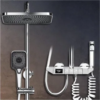 Thermostaat armatuurset douche met regendouche en handdouche - grijs