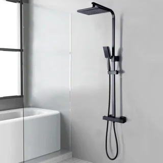 Thermostaat douchekraan set regendouche 90–110 cm zwart