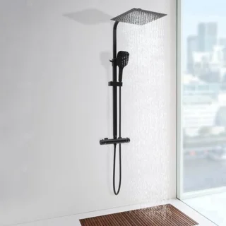 Thermostaat douchepakket – handdouche en hoofddouche – zwart