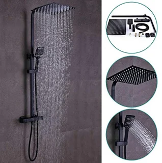 Thermostaat doucheset 12 inch zwart
