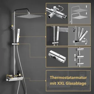 Thermostaat doucheset regendouche roestvrij staal