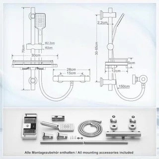 Thermostaat douchesysteem 70 cm
