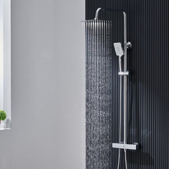 Thermostaat douchesysteem Vierkante Regendouche 25x25 cm Chroom Compleet