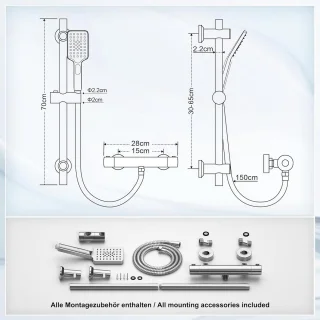 Thermostaatdouchearmatuur Doucheset - RVS/Chroom