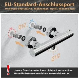 Thermostaatdouchearmatuur met douchestang en douchekraan