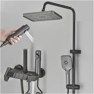 Thermostaatdoucheset douchekraan grijs/zwart