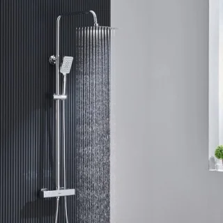 Thermostaatdouchesysteem met regendouche en handdouche 25 x 25 cm chroom