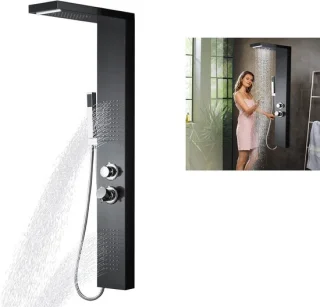 Thermostatisch douchepaneel zwart