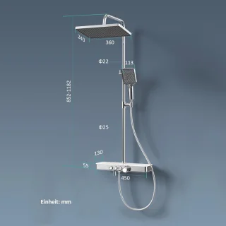Thermostatisch douchesysteem Design 45 cm