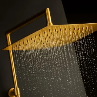 Thermostatisch douchesysteem - Geborsteld goud