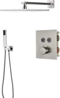 Thermostatisch douchesysteem inbouw kraanset geborsteld messing