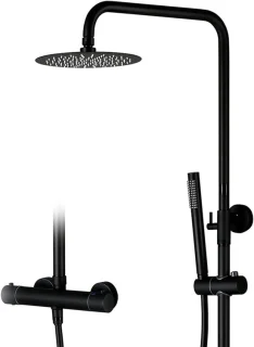 Thermostatisch douchesysteem regendouche set 10 inch mat zwart