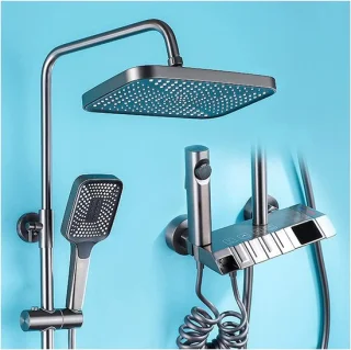 Thermostatisch douchesysteem regendouche set Gun grijs