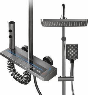 Thermostatisch Douchesysteem Wandmontage - Gunmetal Grijs