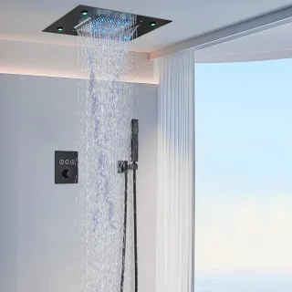 Thermostatisch douchesysteem zwart mat