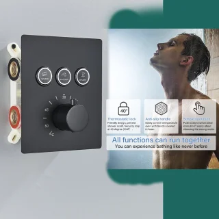 Thermostatisch douchesysteem zwart mat