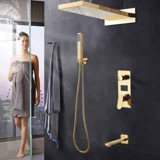 Thermostatische douche-installatie met regenkop en handdouche