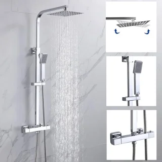 Thermostatische douche set met regendouche en handdouche