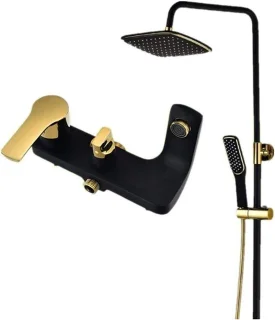 Thermostatische douche set met regendouche en handdouche - zwart