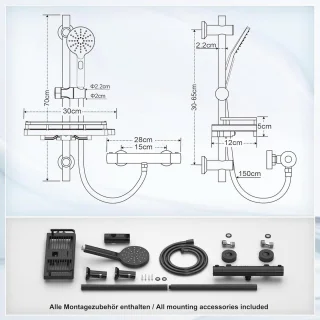Thermostatische Douche Set - Regendouche & Douchestang