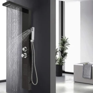 Thermostatische Douchekolom 130 cm Zwart RVS