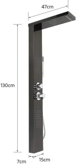 Thermostatische Douchekolom 130 cm Zwart RVS